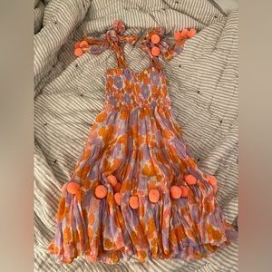 Never worn pompom tie flower dress